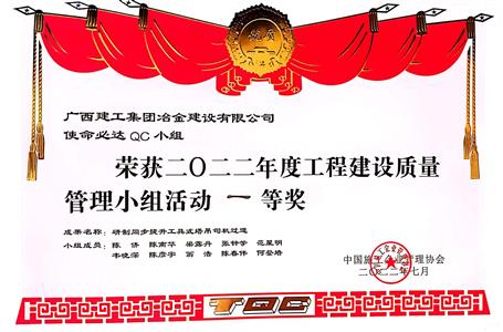 【喜訊】冶建公司三項(xiàng)QC成果獲國家級(jí)大獎(jiǎng)