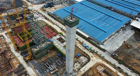 80米高煙囪、提前14天封頂！